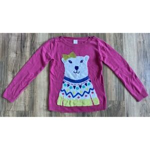Gymboree Girls Color Happy Polar Bear Pink Sequin Winter Top Sweater Sz 7 8